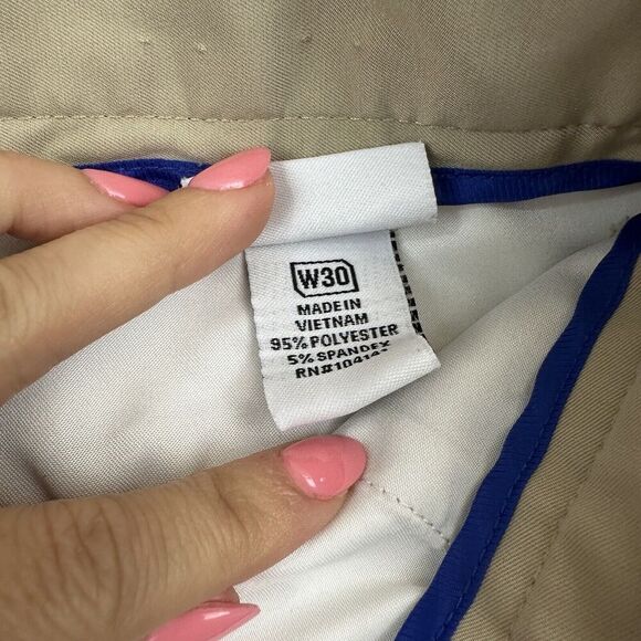 Slazenger Khaki Tan Performance Shorts Sz 30 Moisture Wicking Quick Dry Stretch - Picture 4 of 7